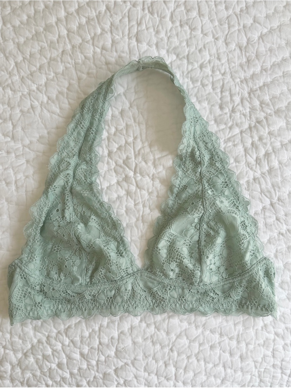 Free People Intimately Galloon Lace Halter Bralette - Seafoam Green